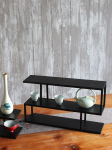Iron Art Tea Stand Cup Holder Multi-layer Desktop Display Ancient Style Storage Rack for Home Use Kung Fu Tea Set Organizer