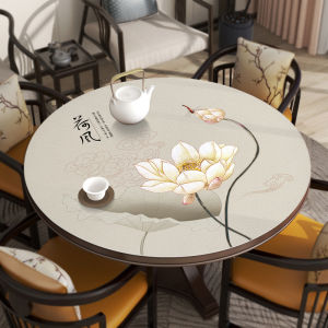 New Chinese Round Table Tablecloth Waterproof Oil-Proof Disposable Leather Silicone Desk Mat Tea Table Non-Slip Mat Cloth round Dining Table Cushion