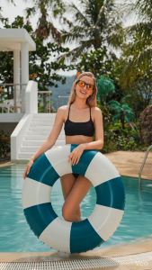 Phao Vòng Đi Biển Phong Cách Vintage Retro Phụ Kiện Sống Ảo Hồ Bơi Size 50-70cm