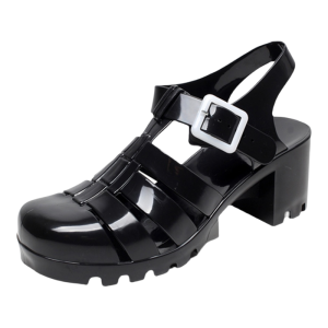 รองเท้าแตะส้นสูงแบบหุ้มหัวสำหรับผู้หญิง ทรงส้นแบนแบบป้องกันการลื่น ทรงสุดเทรนด์ สำหรับฤดูร้อนปี 2025 รองเท้าแตะแบบเจลคริสตัลใส