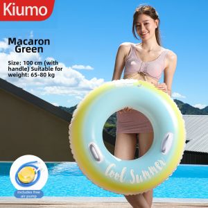 KIUMO | Safety Thickened Inflatable Swimming Ring for Ages 3+ to Adult Floating Bed