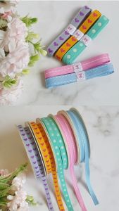 ริบบิ้นปักลาย แบ่งขาย ราคาพิเศษ ริบบิ้นหน้ากว้าง 1 ซม. ขายเป็นหลา