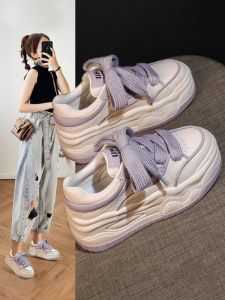 WANGGONGZHU | Casual Thick Bottomed Genuine Leather Sports Shoes For Women Spring Autumn New Style Fashionable Flat Heel Versatile Slip-On Sneakers