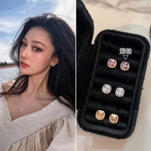 CAFFTI | Attractive S925 Silver Zircon Square Candy Earrings