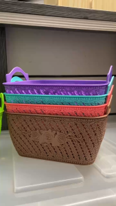 Elegant Floral Multi-Purpose Mini Storage Basket Plastic Organizer Bin with Handles for Kitchen Bathroom Bedroom