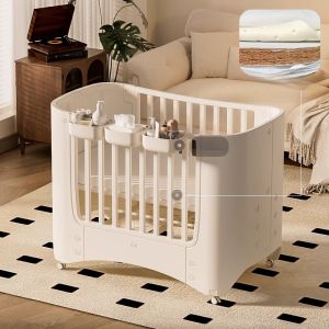 Adjustable Height Baby Bed Portable Multi-Function Newborn Connecting Large Bed BB Bed Diaper Table Baby Bed Home Childrens Furniture