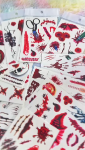 พร้อมส่ง แผลแต่งหน้า สติ๊กเกอร์แผล กันน้ำ แผลปลอม แผล ของเล่น เลือดปลอม ฮาโลวีน tattoo Halloween สติ๊กสัก แทคทู