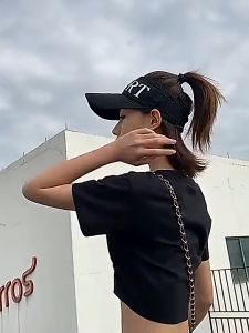 GU Topi Wanita Knit Visor SPORT Baseball Cap Topi SPORTS Olahraga Rajut Katun Topi Pantai Sunshade