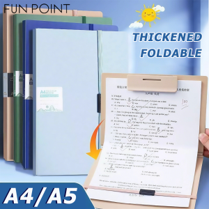 FUN POINT A4/A5 Foldable Clipboard Folder Portable Clip Board Paper Storage Clip Strap Design Stationery