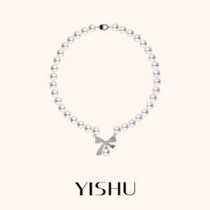 YISHU | Dây Chuyền Bướm Nơ và Ngọc Trai Trang Trí Bạc S925