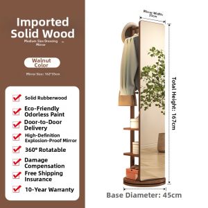 Rotatable Mobile Full Length Mirror with Clothes Hanger