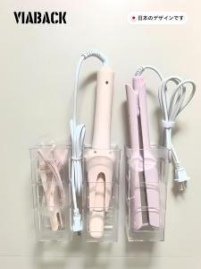 Bathroom Hair Curling Iron Holder Wall Mounted Storage Rack Organizer Plastic No Drilling Needed Hair Care Accessories Shelf