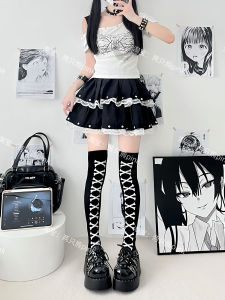 Summer Cosplay Slim Looking Black Silk Knee Socks Sub-Culture Bone Velvet Thigh High Socks Female Dark Punk