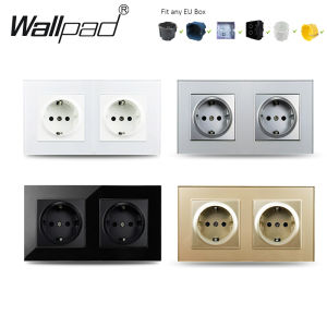 Double EU Power Socket Luxury Crystal Glass European Electrical Power Sockets 16A 220V Wallpad For EU Box