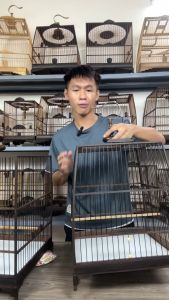 Lồng chim chào mào tự ráp lồng chào mào nan cáp quang đen giá rẻ