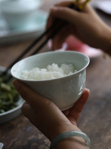 Thickened Anti-Scalding 4.7 Inch Porcelain Soup Bowl Chinese Style Dining Utensils Mountain Water Wave Pattern Jingdezhen Song Dynasty