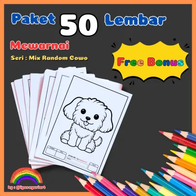 iyasayuriart - Paket 50 Lembar Mewarnai Anak A5 - Coloring Paper
