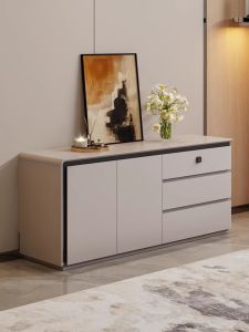 YANGYING | Modern Minimalist Dressing Table with Fingerprint Lock Storage Cabinet