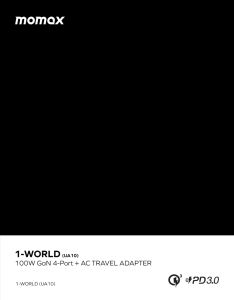 Momax 1-World Universal PD 100W GaN Ports + AC Travel Adapter Charger