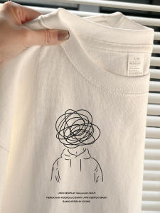 Cotton Short Sleeve T-Shirt for Women Summer Loose Fit Hand-Painted Design Creative Style Solid Color Business Casual Wear