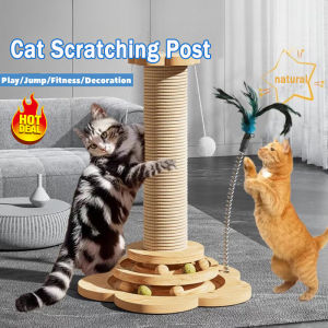 Natural Sisal Cat Scratch Post 4 in 1 Cat Tree With Track Balls Cat Toy 猫玩具