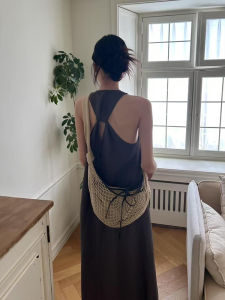 New Lazy Style Net Woven Boule Bag Shoulder Crossbody Dumpling Shape Soft Casual Summer Fashion Handbag without Brand