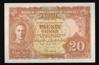 Malaysia Duit Lama Old Banknote - 1941 Malaya 5 Cents & 10 Cents