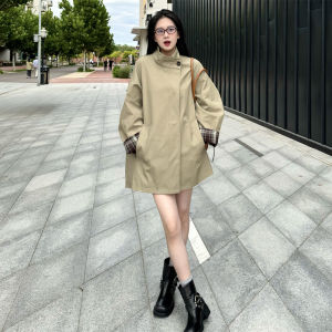 BUYUYAFAN | French Elegant Plaid Contrast Color Thin Stand Collar Womens Coat Early Autumn British Style Retro Small Size Checkered Coat