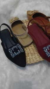 sandal slipon wanita hak kotak tinggi 2cm kode bpw086