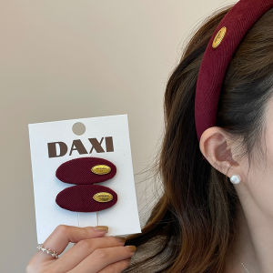 กิ๊บติดผมสีแดงทองสไตล์ย้อนยุค เครื่องประดับผมสุดหรูหรา เครื่องประดับผมสไตล์เกาหลี สำหรับผู้หญิง วัสดุอื่นๆ