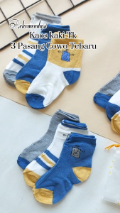 3 Pasang Kaos Kaus Kaki Anak TK Paud Sd 3-7 Free Pouch