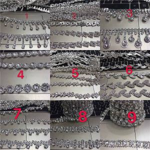 เย็บมือ DIY เครื่องแต่งกายเต้นรํางานแต่งงาน < Ne1> รองเท้าหมวกต่างหูอุปกรณ์เสริมผม Rhinestone Fringe Chain Link วัสดุชุด