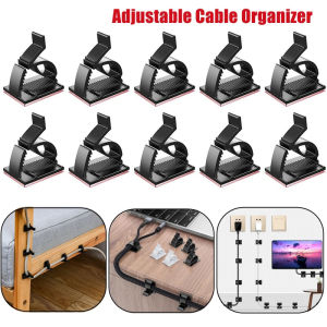 10Pcs Self Adhesive Cable Management Organizer Clips Adjustable Desk Tidy Wire Cord Fixer Fastener Clips for Home Office