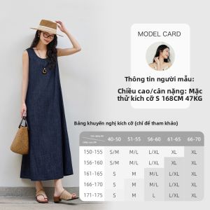 Vimly | Đầm Dài Tự Do Không Tay Phong Cách Retro