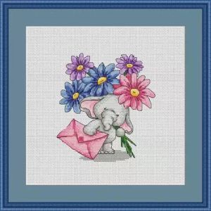 Handmade Cross Stitch 2025 New Model Elephant Gift Print Living Room Bedroom Cotton Fabric Simple Modern Style Home Textile