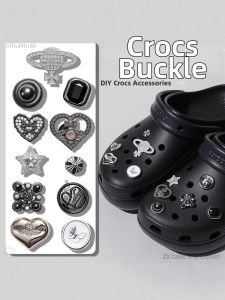 FASHEHAN | Black Style Decorative Shoe Flowers for Crocs