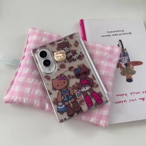 Sanrio | Cute Sanrio Leopard Print Hello Kitty Hinge Protect Case for Samsung Galaxy Z Fold 8 Ultra 8 7 6 5 Magnetic Stand Lanyard Cover