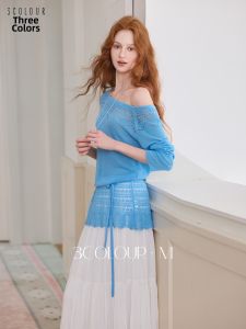 3COLOUR·S | Lycell Linen Off-Shoulder Sweater M