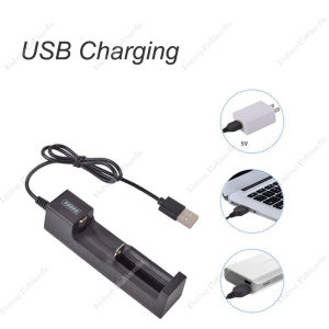 Charger USB Baterai 18650 Auto Cut Off Otomatis Cas Batre isi Ulang Led Indikator 1 Slot Adaptor Pengisi Daya Batrei Senter Police Swat Full Self Stop
