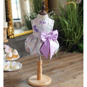 Princess Style Long Sleeve Birthday Dress for Baby Girls 100 Days Celebration Traditional Chinese Costume Elegant Butterfly Knot