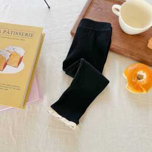 Retro Lace Girls Bottoms Outerwear Trendy Spring Autumn Korean Style Pleated Pants Children Vintage Trousers Flair