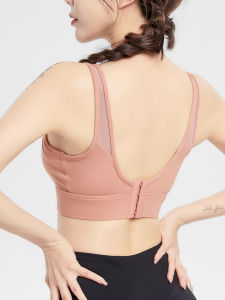 Sports Bra Womens Fitness Yoga Outerwear Anti-Sagging Shockproof Gathered Running Bra Vest Style Nylon Fabric Breathable
