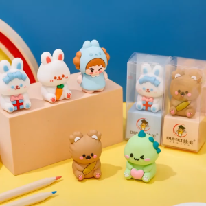 Pencil Sharpener Silicone Cartoon Cute 硅胶卡通卷笔刀 Pengasah Pensel Mini Comel Kids Mini Sharpener Portable