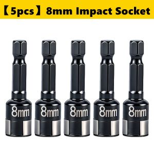 8mm CR-V Steel Sleeve Wrench Hexagonal Shank Impact Sockets Spanner Power Drills Converter Socket Batch Adapter Tools