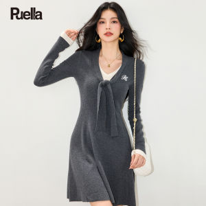puella | Đầm Dài Tay Elegance Thắt eo Phong cách Mùa xuân cho Phụ nữ