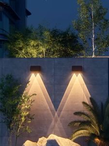 Vimite Solar Wall Lamp Outdoor IP65 Waterproof Night Induction Automatic Lighting Balcony Garden Villa Courtyard Warm Color Decoration Road Lighting Wall Washing Light