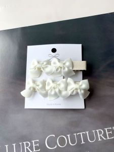 Black Satin Hair Clip with Small Bow Side Duckbill Hairline Female Sweet Headwear Hair Accessories Fashionable Jewelry