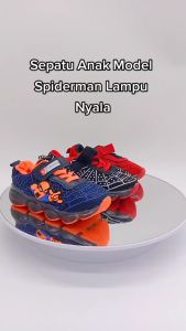 Sepatu Anak Laki-laki LED Motif Spiderman New Model Size 21-36