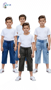 Kids’ Denim Cargo Pants (Ages 2–12) – Multi Pocket Comfortable & Everyday Ready