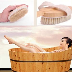 Natural Bath Brush with Long Wooden Handle - Shower Body Scrubber with Bath Sponge for Deep Cleaning Back Scrubbing